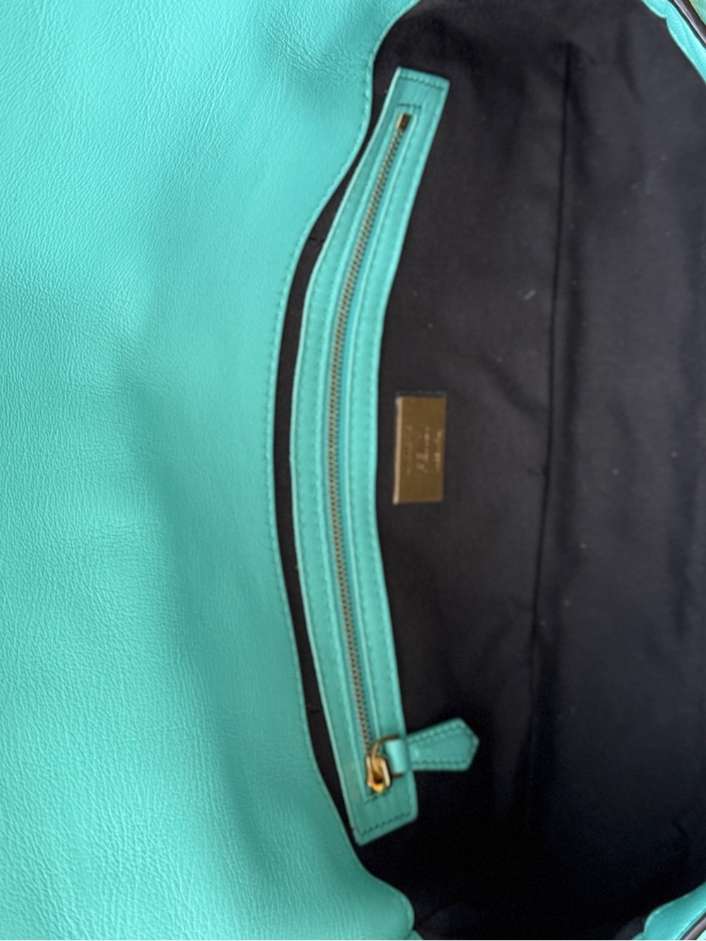 Fendi Embossed FF Baguette Shoulder Bag in Aqua - Picture 6 of 10